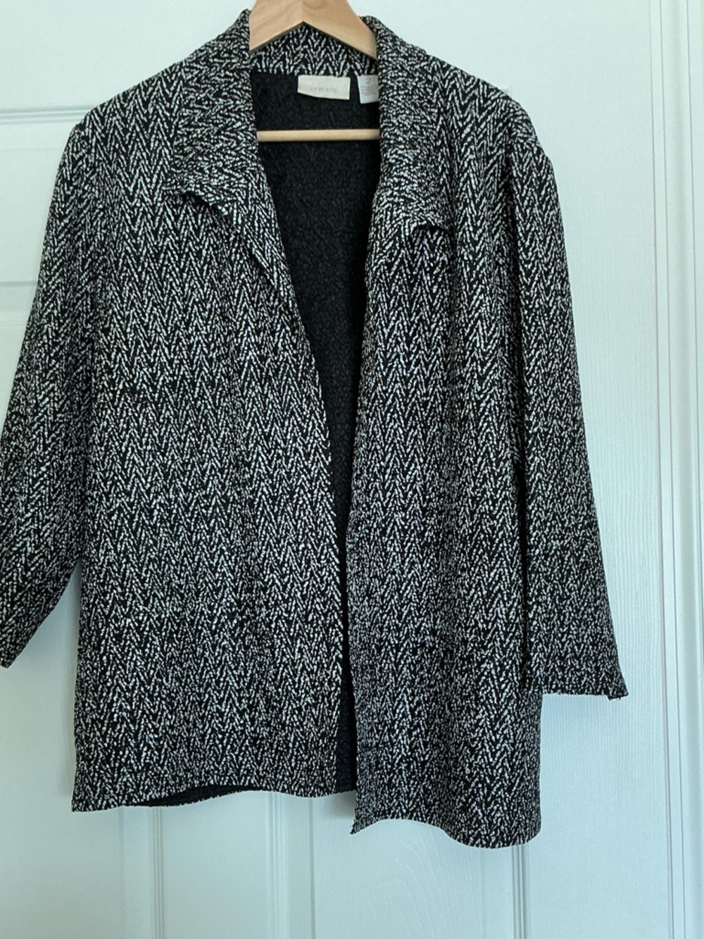 Chico's Black and White Textured Knit Cardigan
